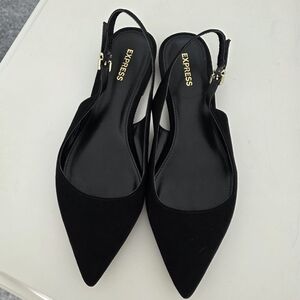 Express black Suede Pointed Toe slingback flats